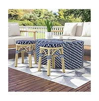 Enitial Star Pagler Aluminum 3pc Wicker Patio Coffee Table and Stool Set