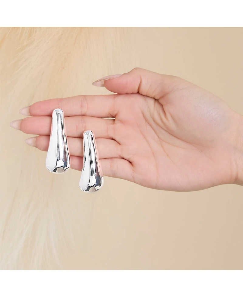 Jessica Simpson Sculptural Silver-Tone Drop Earrings for Modern Elegance