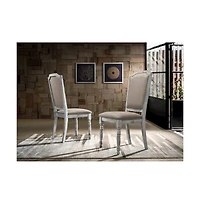 Roundhill Furniture Iris Weathered White Wood 5-Pc Dining Set