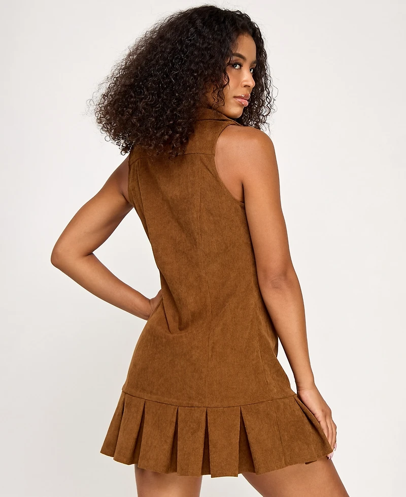 Seni & Cade Juniors' Sleeveless Collared Corduroy Dress
