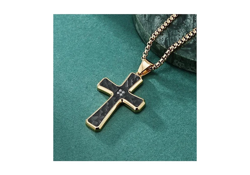Anna Zuckerman Argyle Cross Necklace in Noir