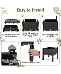 Gymax Elevated Plastic Raised Garden Bed Planter Kit for Flower Vegetable Grow 2 Set