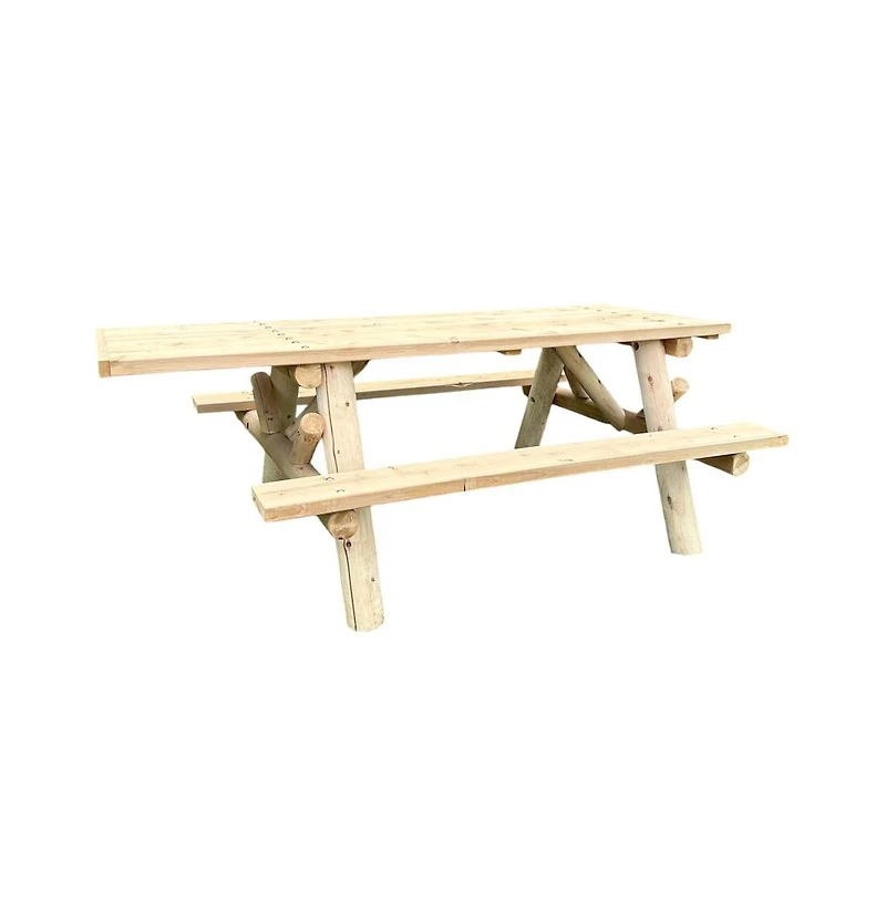 Contoured Comfort 6' Ada Log Picnic Table Attached Benches