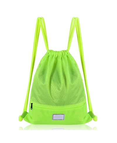 Akiudex Drawstring Backpack with Zipper Pockets and Adjustable Straps
