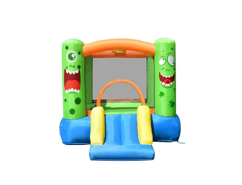 Akiudex Inflatable Bounce House with Slide Basketball Rim and Carrying Bag