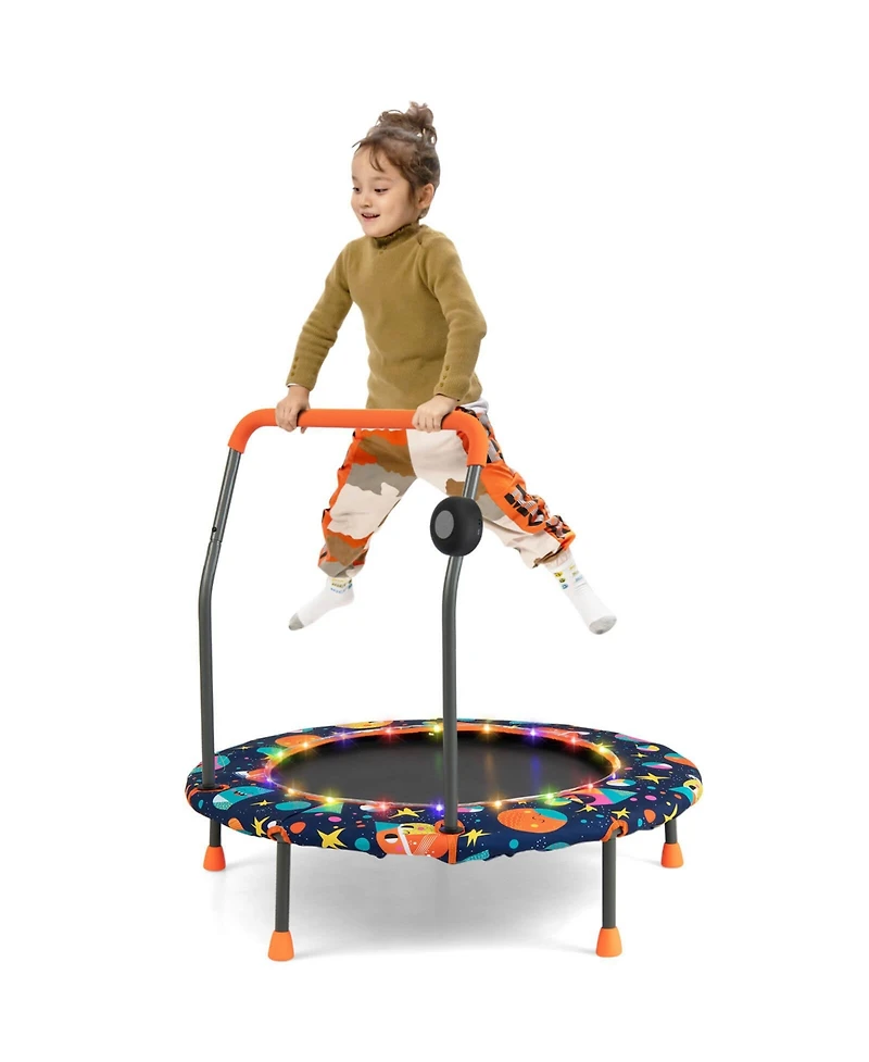 Akiudex Kids Mini Trampoline with Music Lights Handle and Bluetooth Speaker