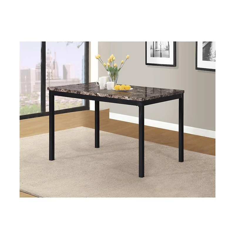 Roundhill Furniture Citico 5-Pc Dinette Set with Laminated Faux Marble Top and 4 Gray Chairs