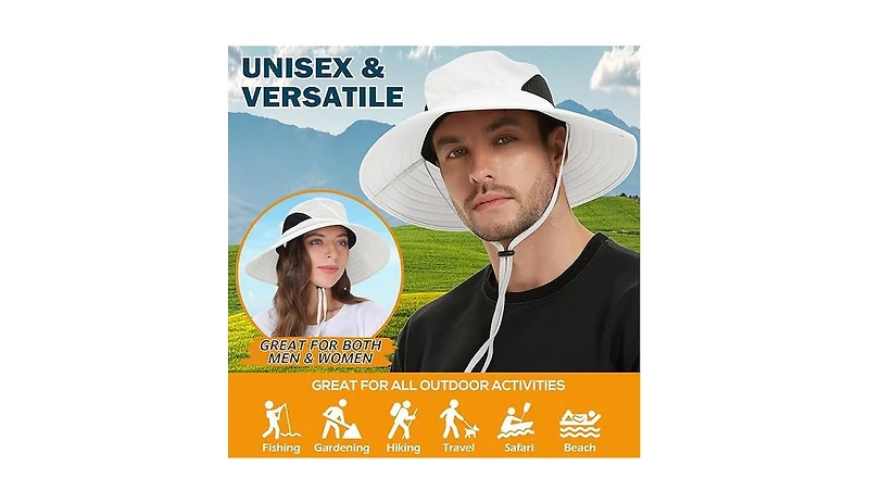 Multijoy Wide Brim Sun Hat, Upf 50+ Uv Protection Waterproof Packable Bucket Hat for Men & Women