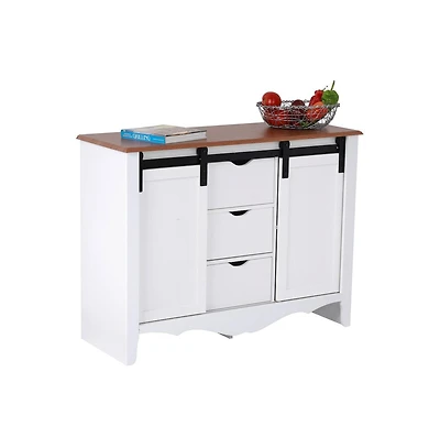 American Furniture Classics Countryside Barn Door Buffet with Two Sliding Barn Doors and Three Drawers