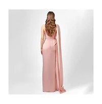Bariano Justine One Shoulder Cape Gown