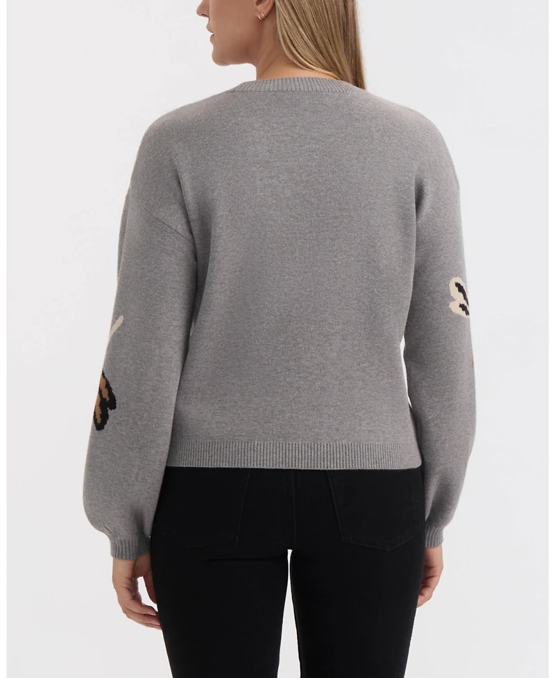 Ellen Tracy Women's Jacquard Balloon Sleeve Pullover