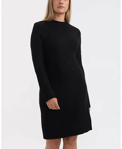 Ellen Tracy Women's Mock Neck Long Sleeve Flared Dress