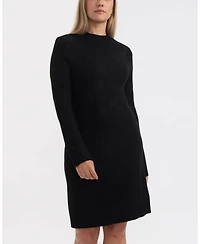 Ellen Tracy Women's Mock Neck Long Sleeve Flared Dress