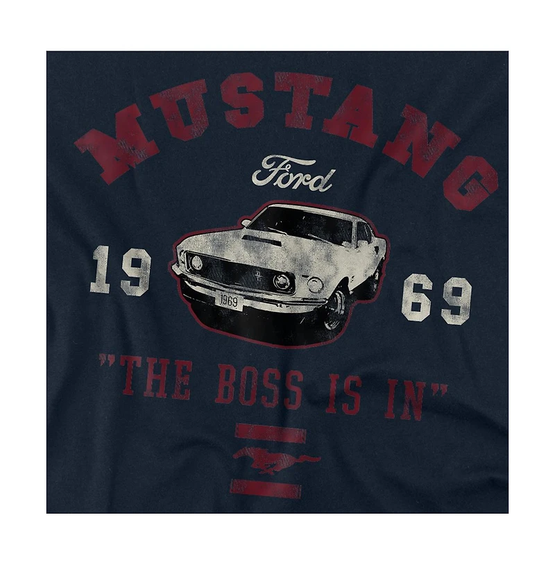 Logovision Men's Ford Mustang The Boss Is T-Shirt