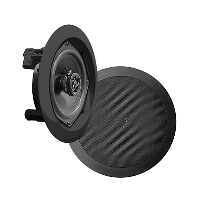 Pyle In-Wall / In-Ceiling Dual 6.5-inch Speaker System, 2-Way, Flush Mount (Black)