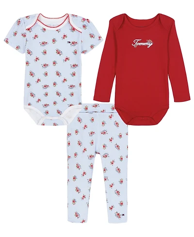 Tommy Hilfiger Baby Girls 3-Piece Bodysuits and Leggings Set