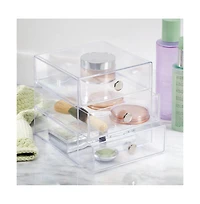 iDesign Stackable 3-Drawer Vanity Makeup Organizer - Set of 2 Clear