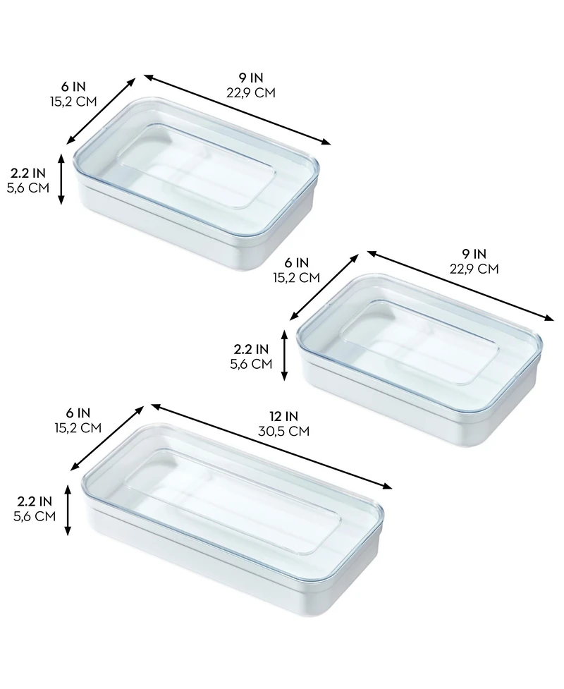iDesign Food Bag Dispenser Organizer - Set of 3 -White/Clear