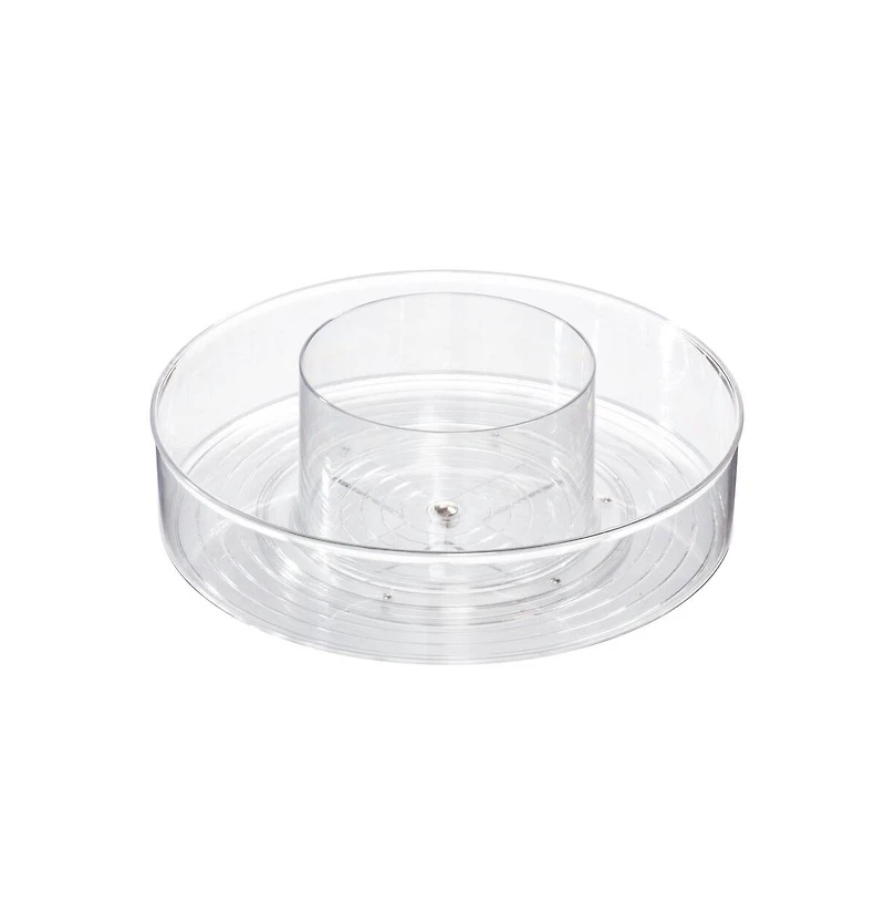 iDesign 12-inch Divided Lazy Susan for Bathroom Storage - Clear