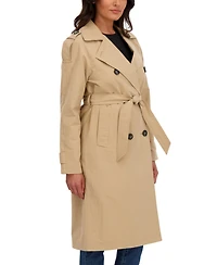 Sebby Collection Women's Belted Double Breasted Long Trench Coat