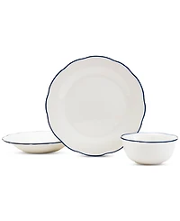 Haven Blue Rim Scalloped 12 Pc. Dinnerware Set, Service for 4