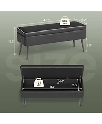 gaomon Storage Ottoman Bench, Mid-Century Modern Synthetic Leather, Black, Safety Hinges, Loads 680 lbs, Entryway & Bedroom