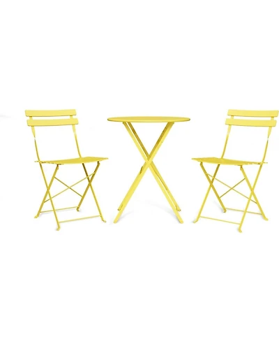 Gaomon 3-Piece Black Bistro Set, Folding Outdoor Furniture with Premium Steel Frame Table & 2 Folding Chairs, Balcony Use