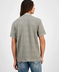 Guess Men's Olin Short Sleeve Textured Knit Polo Sweater