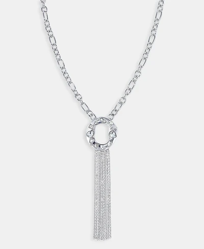I.n.c. International Concepts Crystal Circle & Fringe Pendant Necklace, 28" + 3" extender, Macy's Exclusive