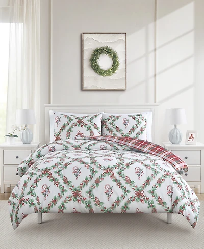 Enchante Wreath With Bow Reversible 3-Pc. Comforter Sets, Created for Macy's