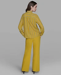 Karl Lagerfeld Paris Women's Striped Faux-Pearl Shirt