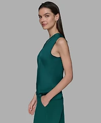 Karl Lagerfeld Paris Women's Sleeveless V-Neck Blouse Top