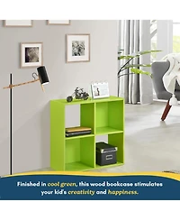 Kings Brand Furniture 4-Cube Children's Bookcase, Kids Toy Storage Shelf Organizer for Playroom, Bedroom, Nursery School
