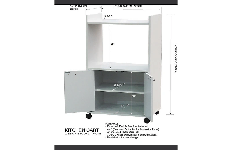 Kings Brand Furniture Ayla 2-Door Kitchen Microwave Cart