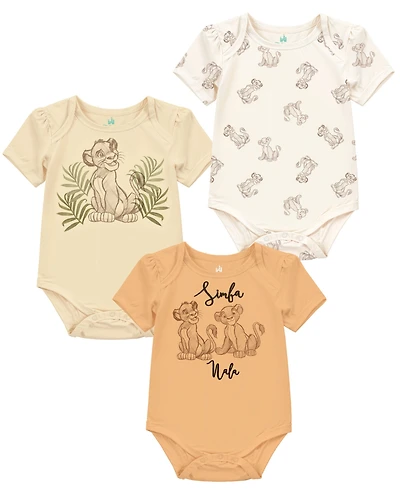 Disney Baby Boys 3-Pack Lion King Short Sleeve Bodysuits