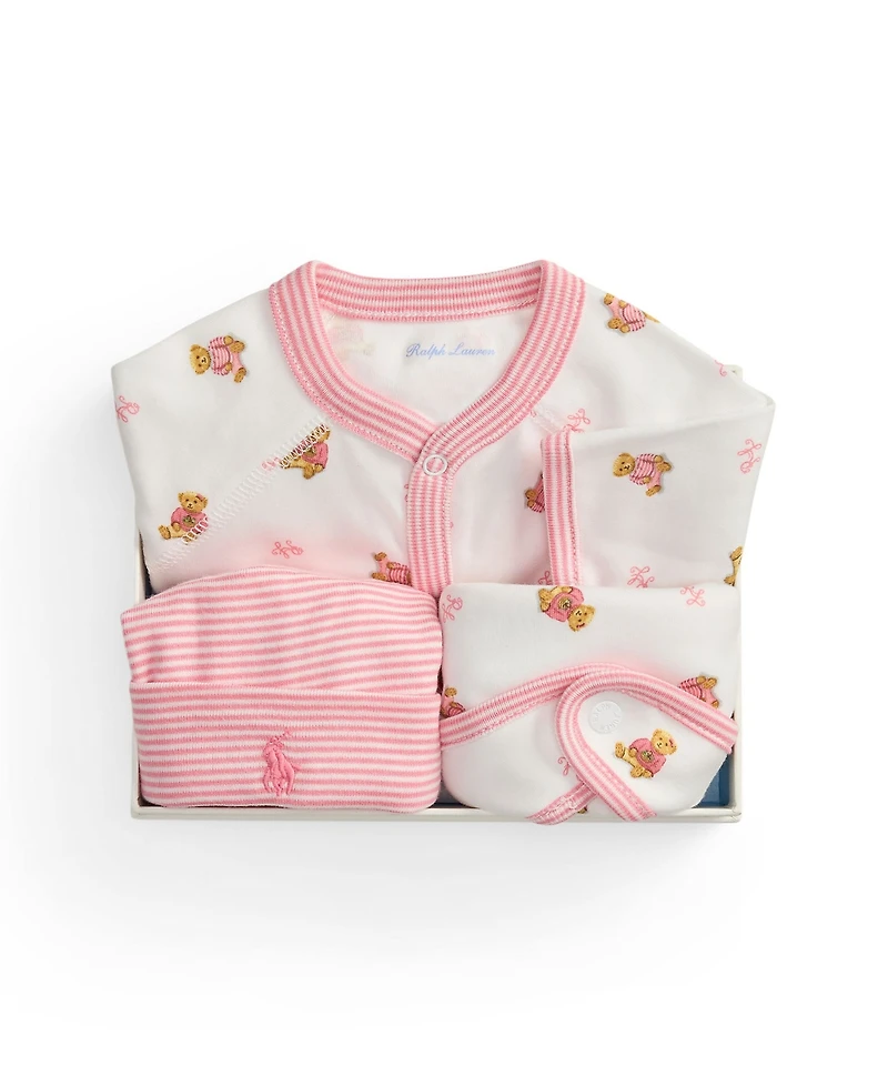 Polo Ralph Lauren Baby Boys 3-Piece Coverall, Bib and Beanie Gift Set