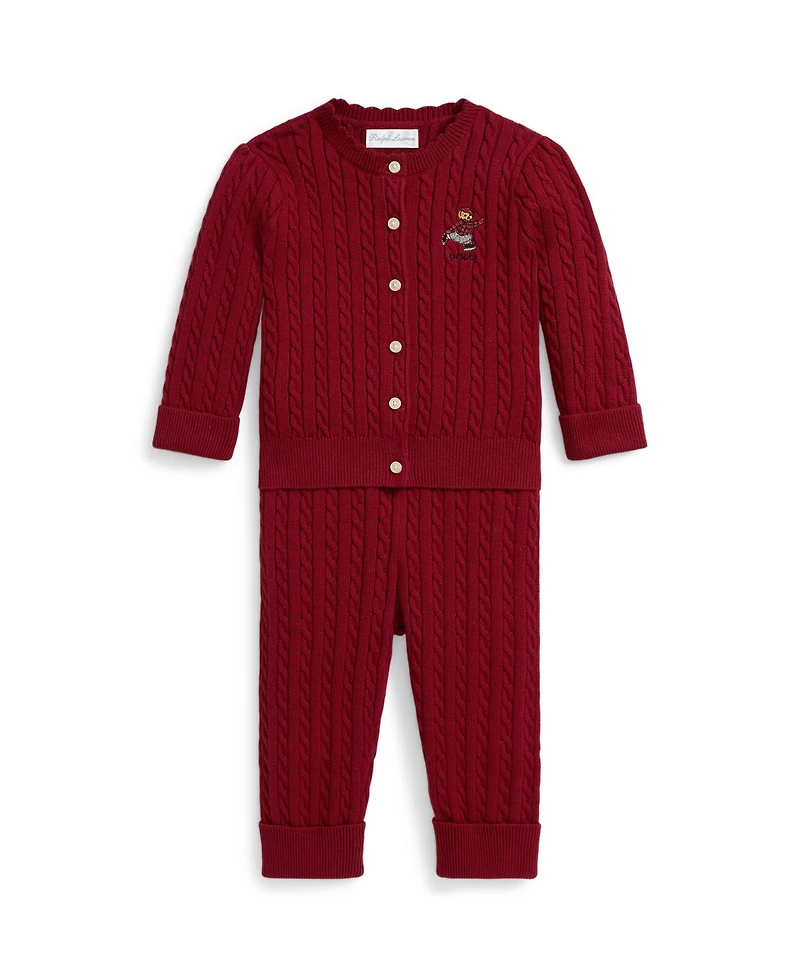 Polo Ralph Lauren Baby Girls 2-Piece Cotton Cardigan and Pants Set