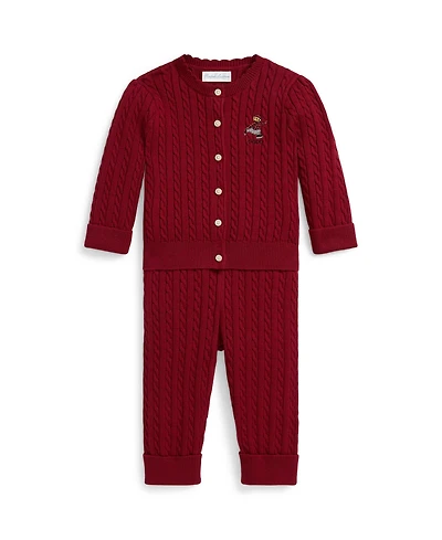 Polo Ralph Lauren Baby Girls 2-Piece Cotton Cardigan and Pants Set