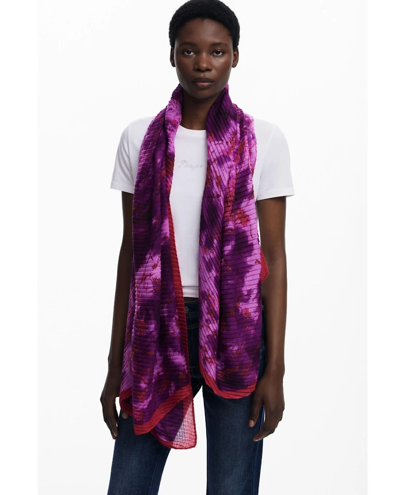 Desigual Women's Crinkled rectangular floral scarf
