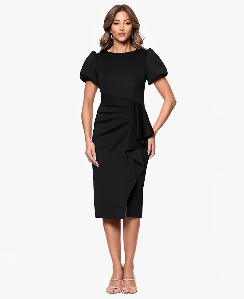 Xscape Women's Draped Puff-Sleeve Sheath Dress