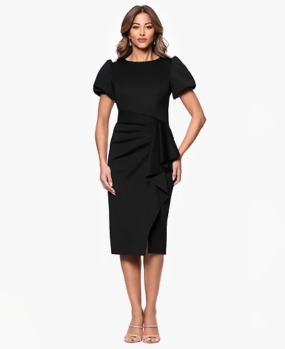 Xscape Women's Draped Puff-Sleeve Sheath Dress