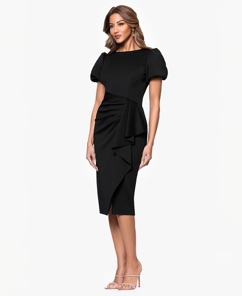 Xscape Women's Draped Puff-Sleeve Sheath Dress