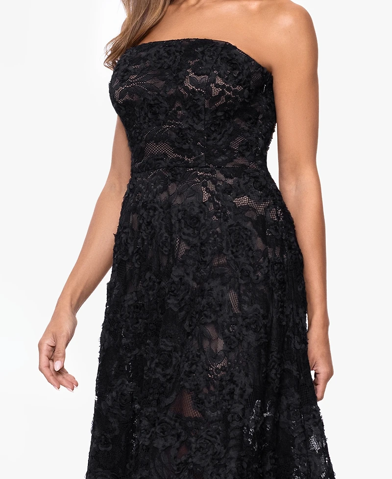 Xscape Women's Strapless Lace Midi Dress