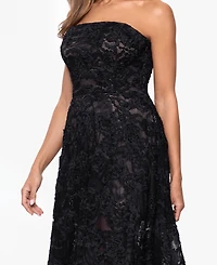 Xscape Women's Strapless Lace Midi Dress