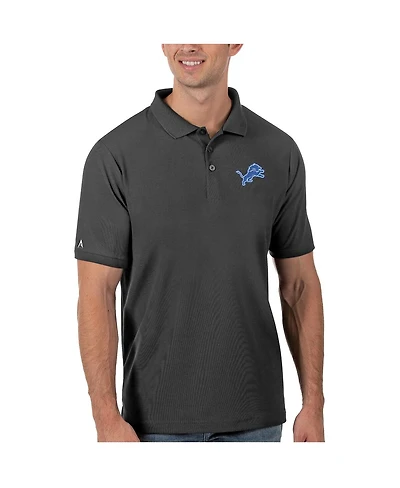 Antigua Men's Charcoal Detroit Lions Legacy Pique Polo Shirt