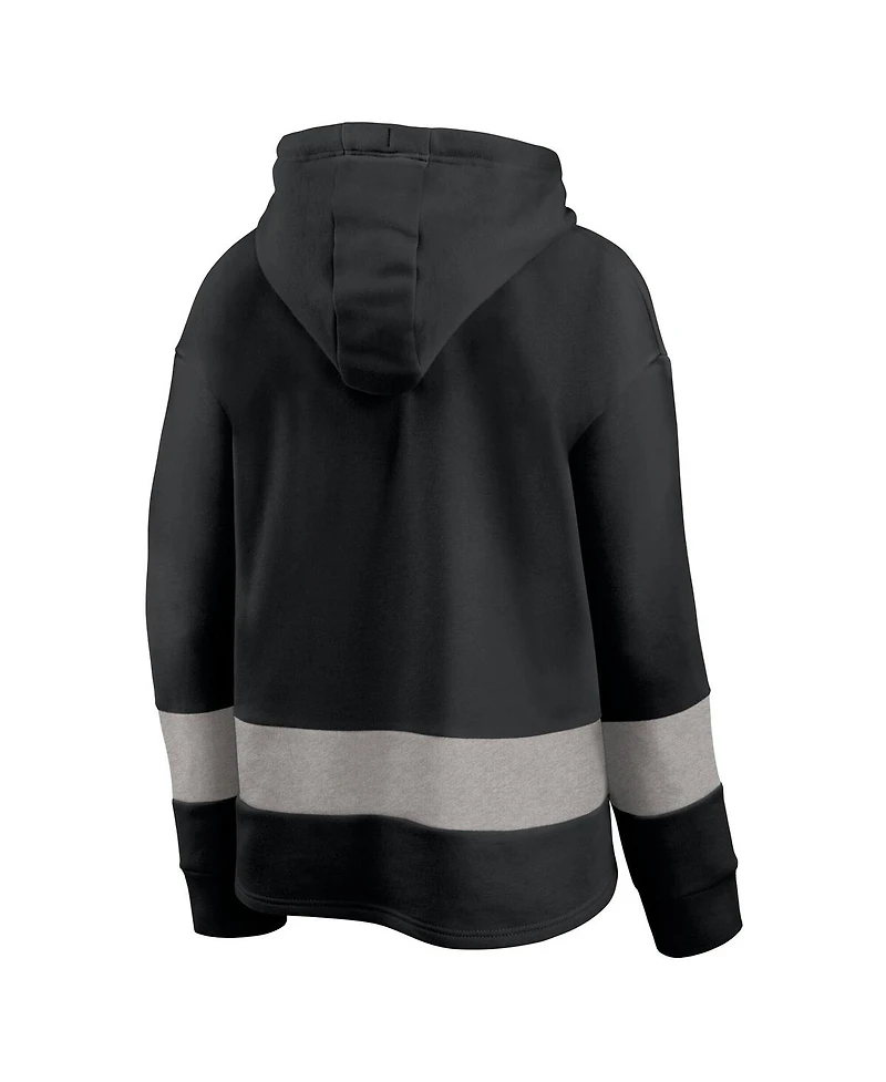 Fanatics Women's Black/Gray Jacksonville Jaguars Huddle Up Fundamental Fleece Color Block Pullover Hoodie