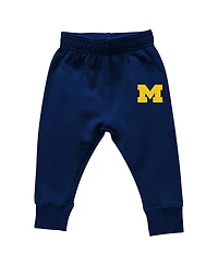 Wes & Willy Baby Boys and Girls Michigan Wolverines Color Block Pullover Hoodie Sweatpants Set