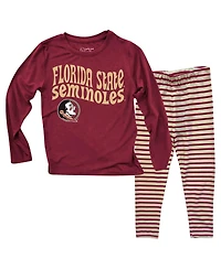 Wes & Willy Toddler Florida State Seminoles Long Sleeve Top and Striped Tri-Blend Leggings Set