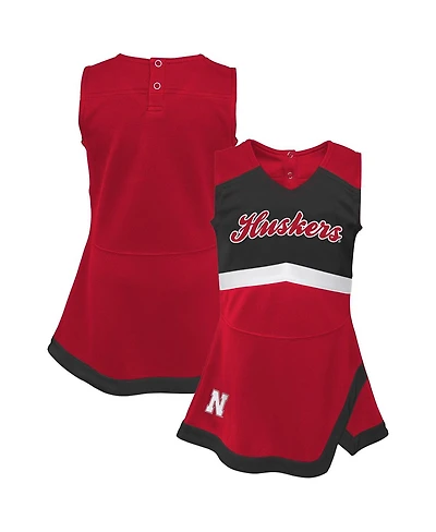 Outerstuff Big Girls Scarlet Nebraska Huskers Cheer Captain Jumper Dress