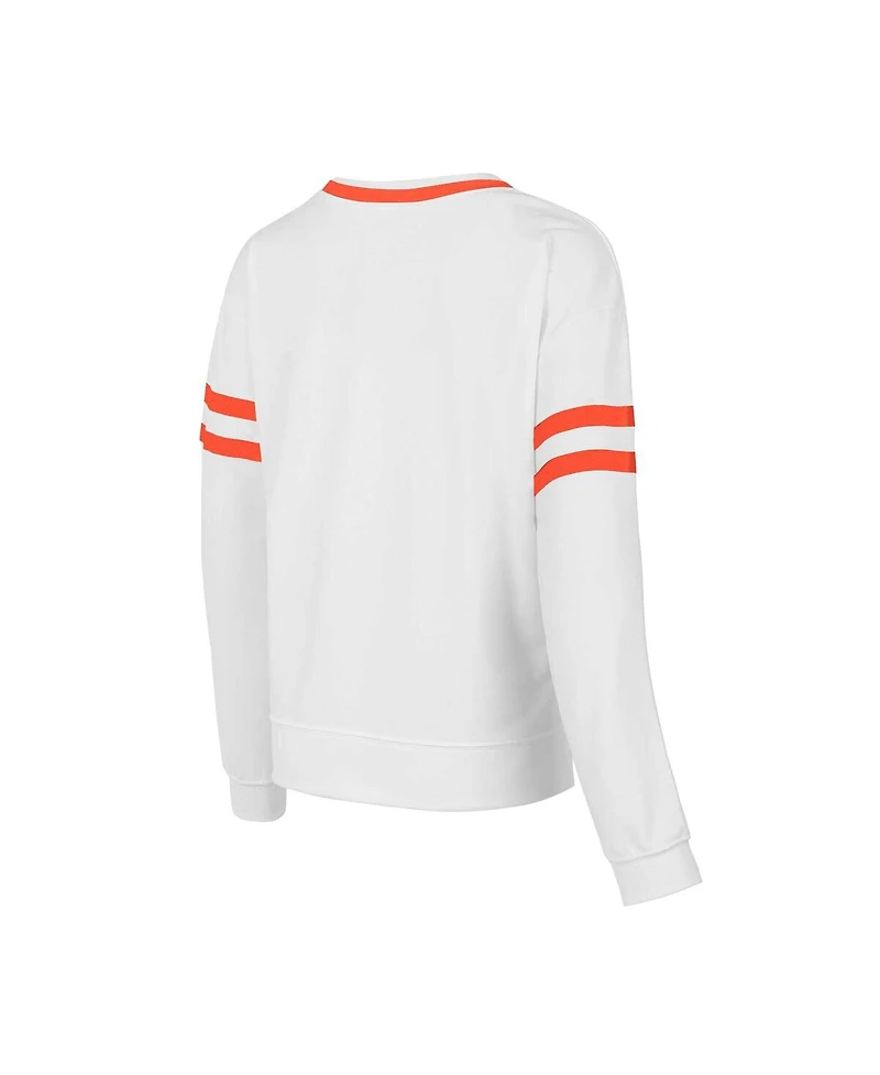 Concepts Sport Women's White Clemson Tigers Borough French Terry Arch Over Long Sleeve Top